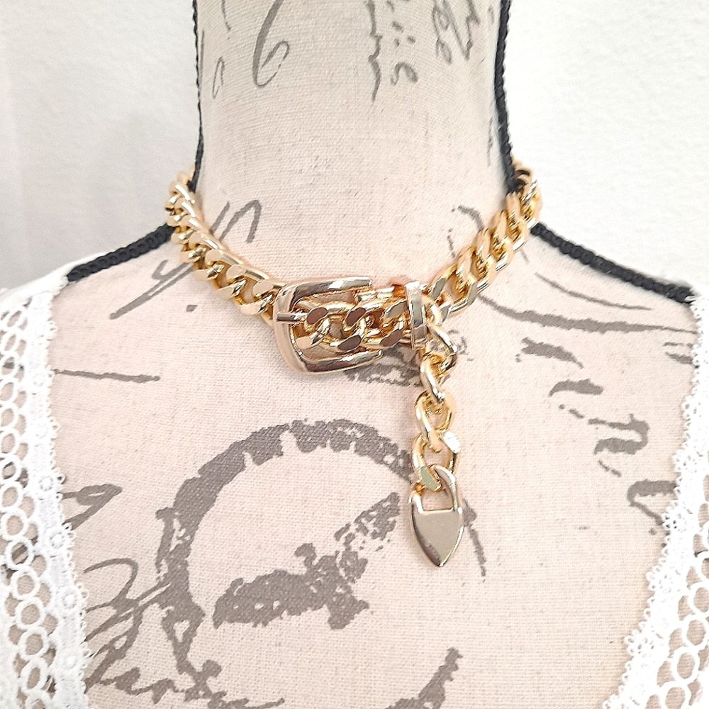 💖 2/$30 Womens Gold Chain Choker collar statement necklace Chunky punk NEW - Picture 4 of 13